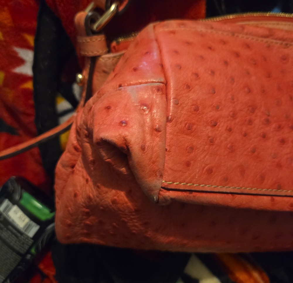 Dooney & Bourke Pink Ostrich-Textured Leather Bag - Picture 9 of 12
